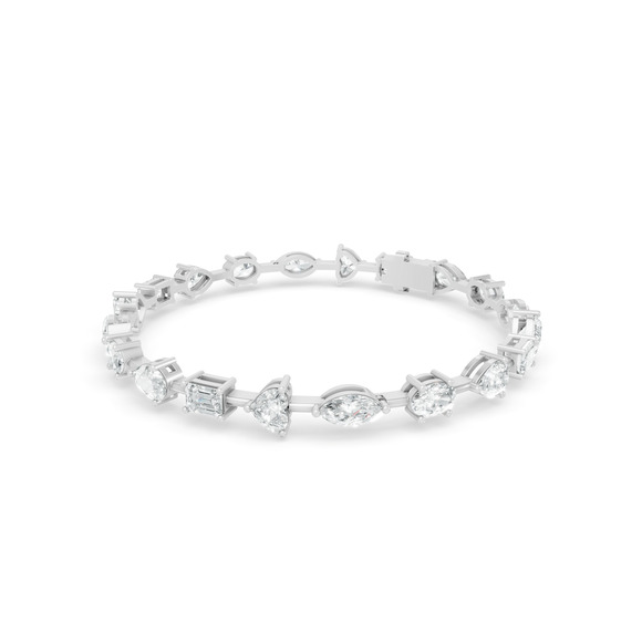 7.41 ctw Diamond Multishape Braclate 14K White Gold Tennis Bracelet - Picture 2 of 4